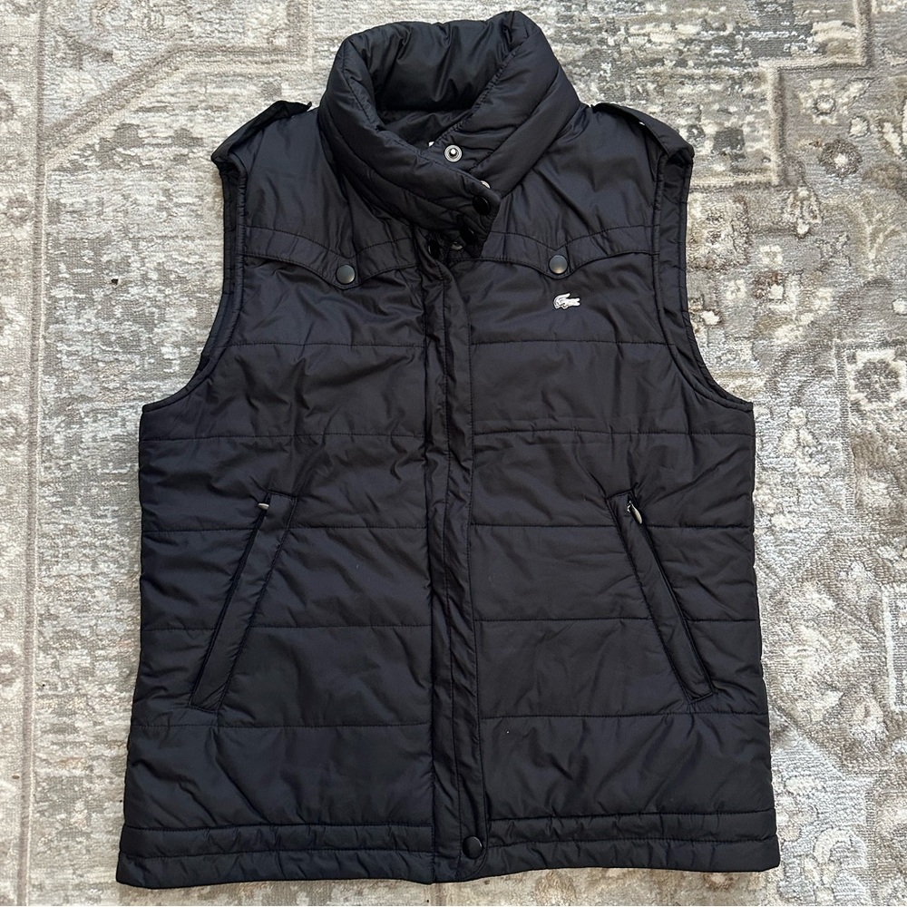 Lacoste Black Quilted Outerwear Vest